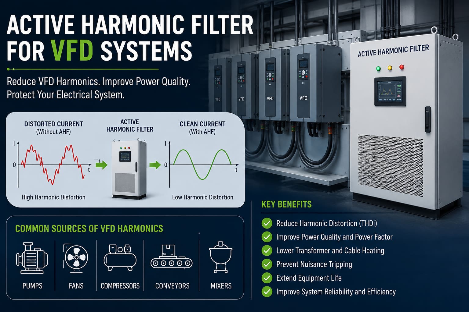 Active Harmonic Filter for VFD Systems
