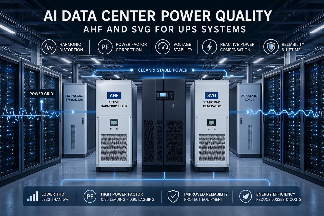 Calidad de energía en centros de datos con IA: AHF y SVG para sistemas UPS