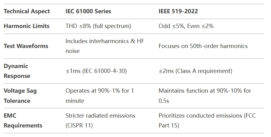 IEC vs estándares IEEE para filtros armónicos activos
